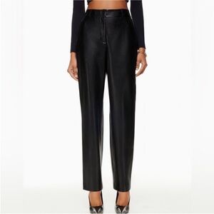 New! Babaton Aritzia Command black vegan faux leather pants 23605